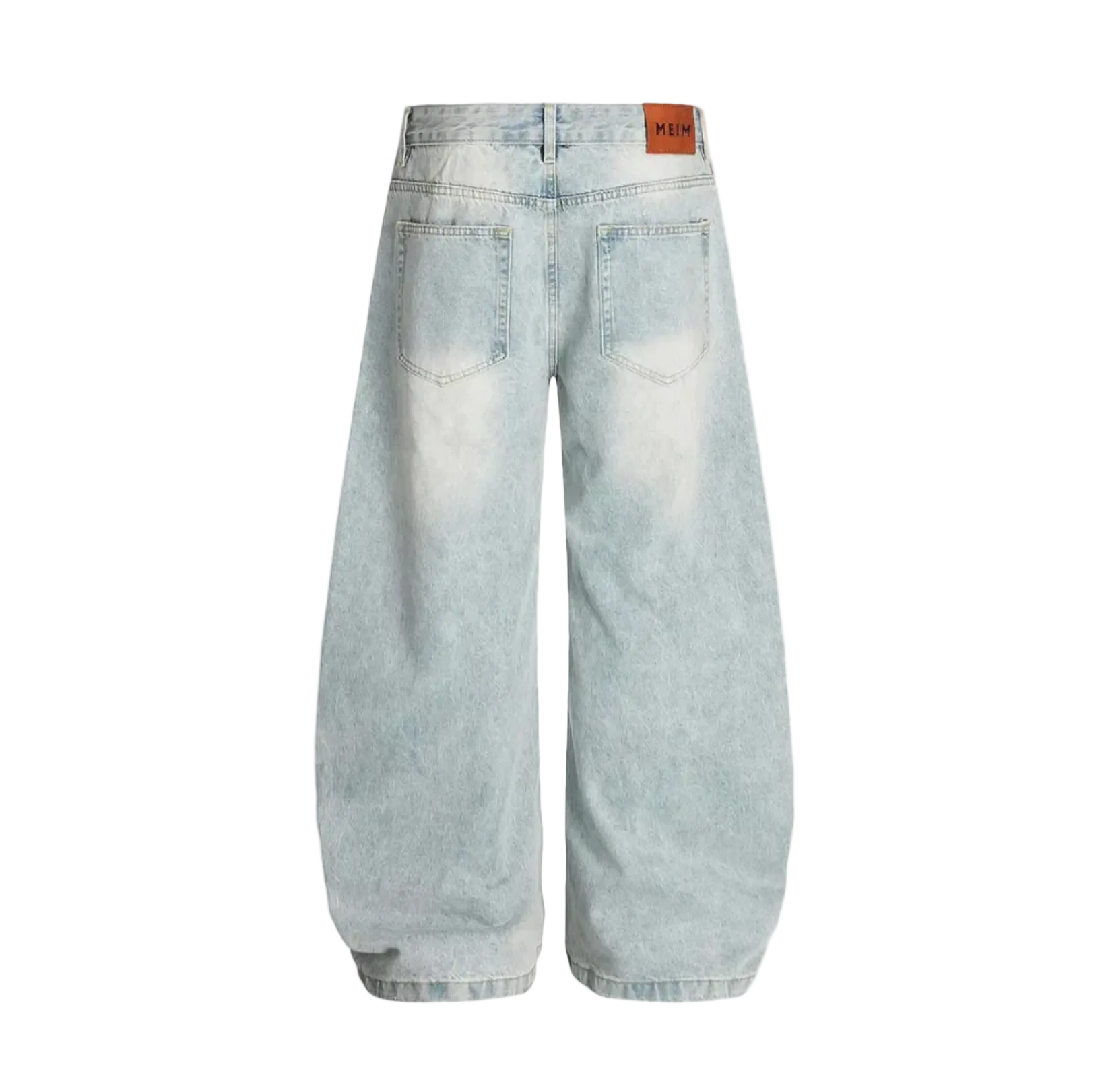 Newgarments - Denim Washed Distressed Barrel Jeans