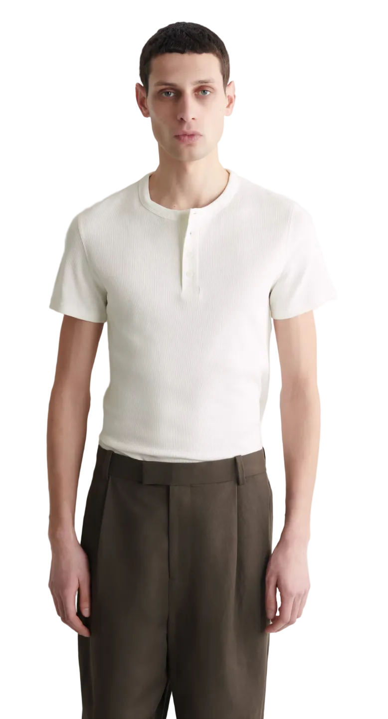 cos - SLIM-FIT RIBBED HENLEY T-SHIRT