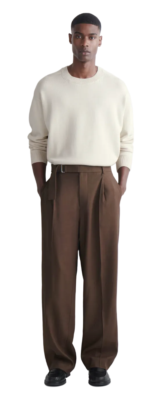 cos - BELTED LINEN-BLEND RELAXED-FIT WIDE-LEG TROUSERS