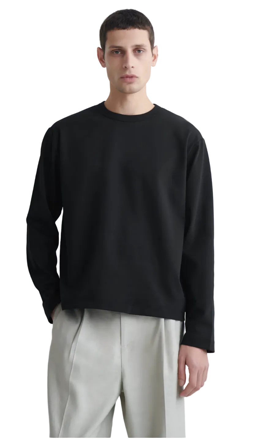 cos - RELAXED JERSEY INTERLOCK LONG-SLEEVED T-SHIRT